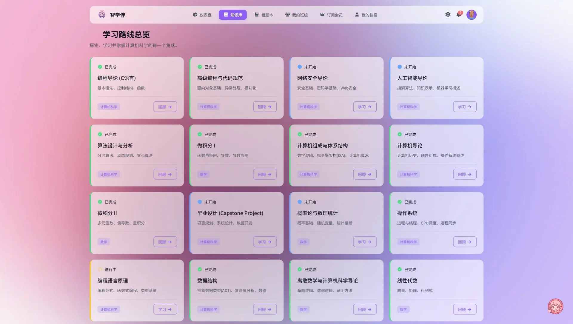 智学伴 AntV X6 知识图谱与学习路线界面